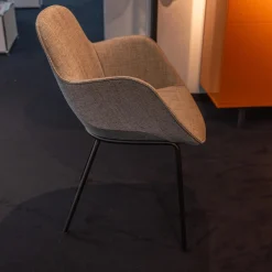 4er Set Armlehnstuhl Sheru Bezug Stoff 25 Togba 7854 Pebble Grau 4-Bein-Gestell Pulverbeschichtet Schwarz