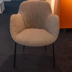 4er Set Armlehnstuhl Sheru Bezug Stoff 25 Togba 7854 Pebble Grau 4-Bein-Gestell Pulverbeschichtet Schwarz