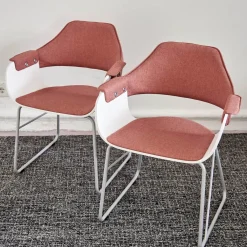 2er Set Armlehnstuhl Showtime Schale Weiß Lackiert Bezug Medley Y10 Pink Gestell Kufen Silber 7035 Mit Armauflagen