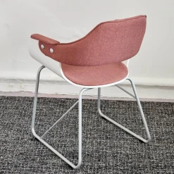 2er Set Armlehnstuhl Showtime Schale Weiß Lackiert Bezug Medley Y10 Pink Gestell Kufen Silber 7035 Mit Armauflagen