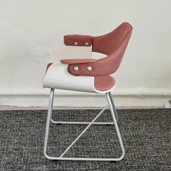 2er Set Armlehnstuhl Showtime Schale Weiß Lackiert Bezug Medley Y10 Pink Gestell Kufen Silber 7035 Mit Armauflagen