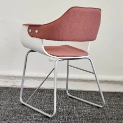 2er Set Armlehnstuhl Showtime Schale Weiß Lackiert Bezug Medley Y10 Pink Gestell Kufen Silber 7035 Mit Armauflagen