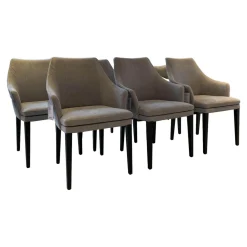 6er Set Armlehnstuhl Softshell Stoff Enza 252 Füße Eiche Dunkel Gebeizt