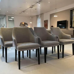 6er Set Armlehnstuhl Softshell Stoff Enza 252 Füße Eiche Dunkel Gebeizt