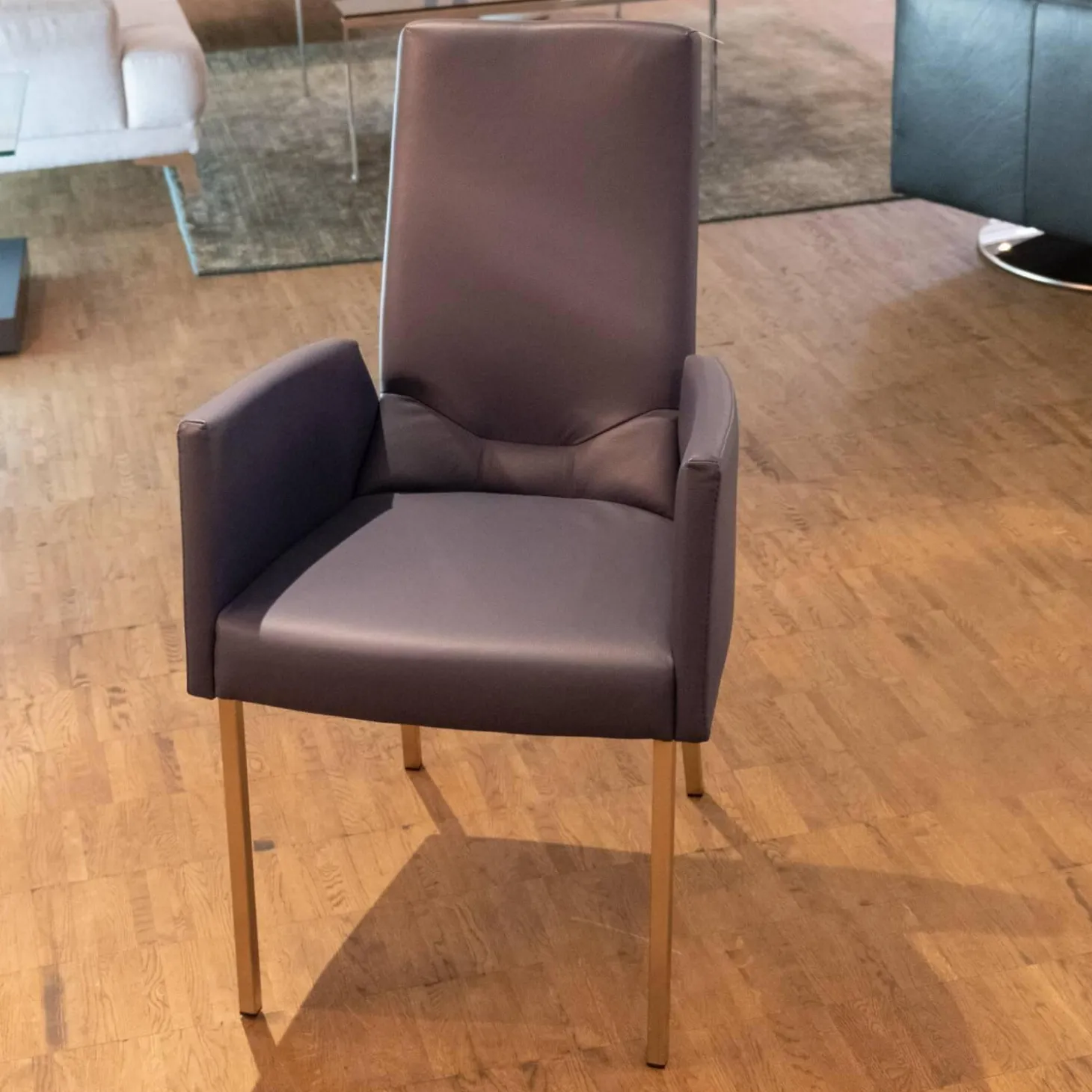 2-er Set Armlehnstuhl WK 700 VMA Leder Toledo Kobalt Gestell Edelstahl Matt Quadratisch