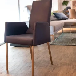 2-er Set Armlehnstuhl WK 700 VMA Leder Toledo Kobalt Gestell Edelstahl Matt Quadratisch