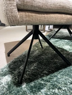 4er Set Armlehnstuhl Yuma Stoff Sama 072 Papyrus Creme Drehgestell Schwarz Pulverbeschichtet Mit Kunststoffgleitern