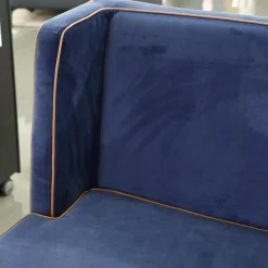 2er Set Bank CK Dinegra CK400.40 Bezug Allure Velvet Blau 1357 055 Fuß Eiche Dunkel Keder 577.056 Copper Helles Kupfer