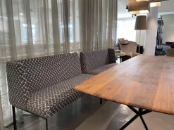 2er Set Bank Juna Stoff Diamante Grigio Grau Fuß Stahl Schwarz Gepulvert