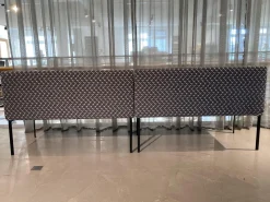 2er Set Bank Juna Stoff Diamante Grigio Grau Fuß Stahl Schwarz Gepulvert