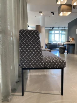 2er Set Bank Juna Stoff Diamante Grigio Grau Fuß Stahl Schwarz Gepulvert