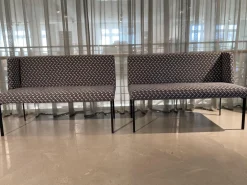 2er Set Bank Juna Stoff Diamante Grigio Grau Fuß Stahl Schwarz Gepulvert