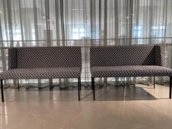 2er Set Bank Juna Stoff Diamante Grigio Grau Fuß Stahl Schwarz Gepulvert