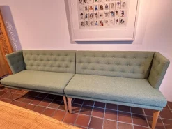 2er Set Bank Polo BW 167 6002 Stoff Queen 1775 434 Grün Gestell Eiche Natur Geölt