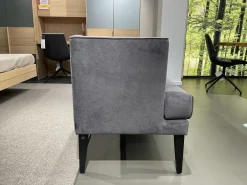 2er Set Bank Smilla Stoff Milan Anthrazit Holzfuß Schwarz