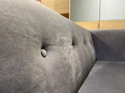 2er Set Bank Smilla Stoff Milan Anthrazit Holzfuß Schwarz