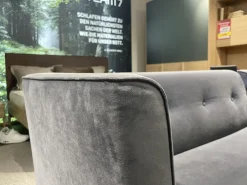 2er Set Bank Smilla Stoff Milan Anthrazit Holzfuß Schwarz