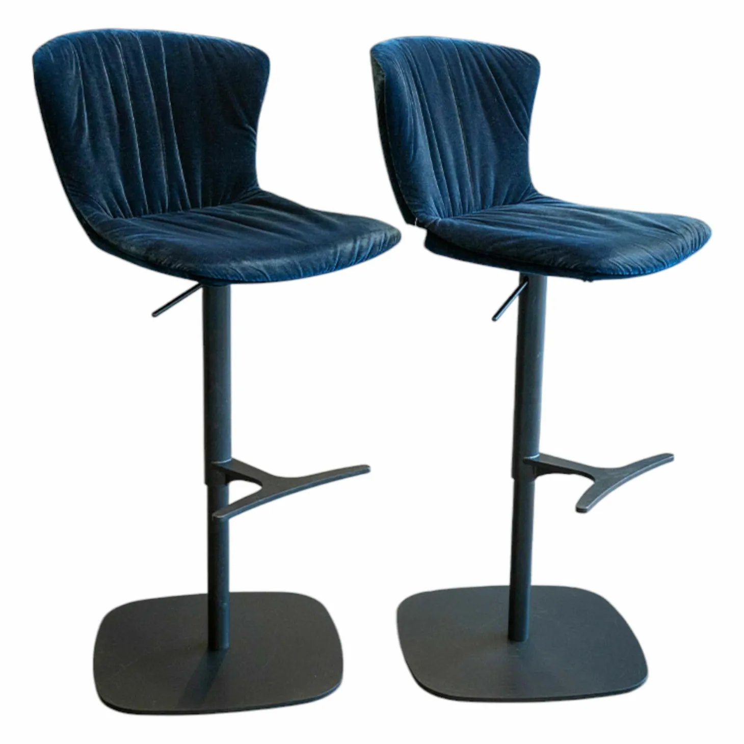 2er Set Barhocker Dexter Stoff Charmelle Cloud 600 Blau Gestell Schwarz