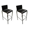 2er Set Barhocker Vent Sitzschale Furnierschichtholz Esche Schwarz Lackiert Gestell Chromstahl Glänzend