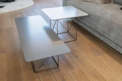 2er Set Beistelltisch Pilotis MDF Lack Grau Gestell Schwarz