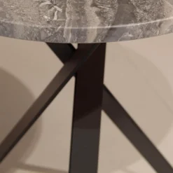 2er Set Beistelltisch Platte Stein Silver Wave Und Stein Orobico Black Gestell Stahl Schwarzgrau