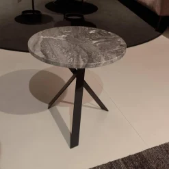 2er Set Beistelltisch Platte Stein Silver Wave Und Stein Orobico Black Gestell Stahl Schwarzgrau