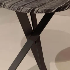 2er Set Beistelltisch Platte Stein Silver Wave Und Stein Orobico Black Gestell Stahl Schwarzgrau