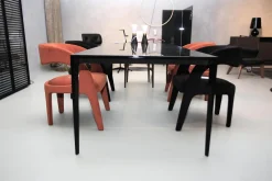 4-er Set Berenice Chair 2 Stoff A073 Black 2 Stoff A045 Paprika