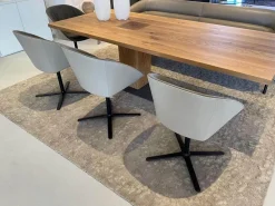 4er Set Drehstuhl Dan Innen Stoff Harris 14 Grau Außen Leder 647 Grau Kreuzfuß Schwarz