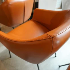 6er Set Esszimmerstuhl Leder Farbe Haselnuss Beine Metall Schwarz Lackiert