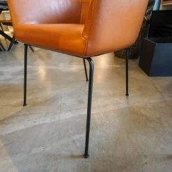 6er Set Esszimmerstuhl Leder Farbe Haselnuss Beine Metall Schwarz Lackiert