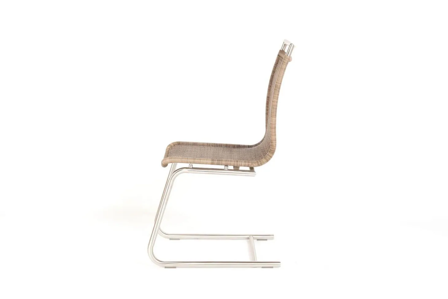 4er Set Freischwinger Jenny Mit Edelstahlgriff Macchiato Braun Beige Untergestell Rundrohr Edelstahl