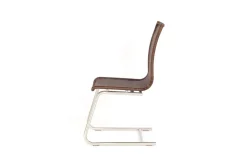 4er Set Freischwinger Jenny Vollgeflecht Coffe Creme Braun Untergestell Rundrohr Edelstahl