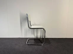 3-er Set Freischwinger Stuhl S43 Decklackiert 9010 Weiss Stahlgestell Verchromt Inklusive Filzgleitern