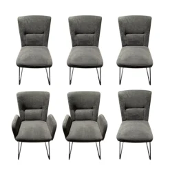 6er Set Gainesville Stoff Silent Hunter 361 Anthrazit Gestell Metall Schwarz Pulverbeschichtet