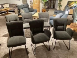 6er Set Gainesville Stoff Silent Hunter 361 Anthrazit Gestell Metall Schwarz Pulverbeschichtet