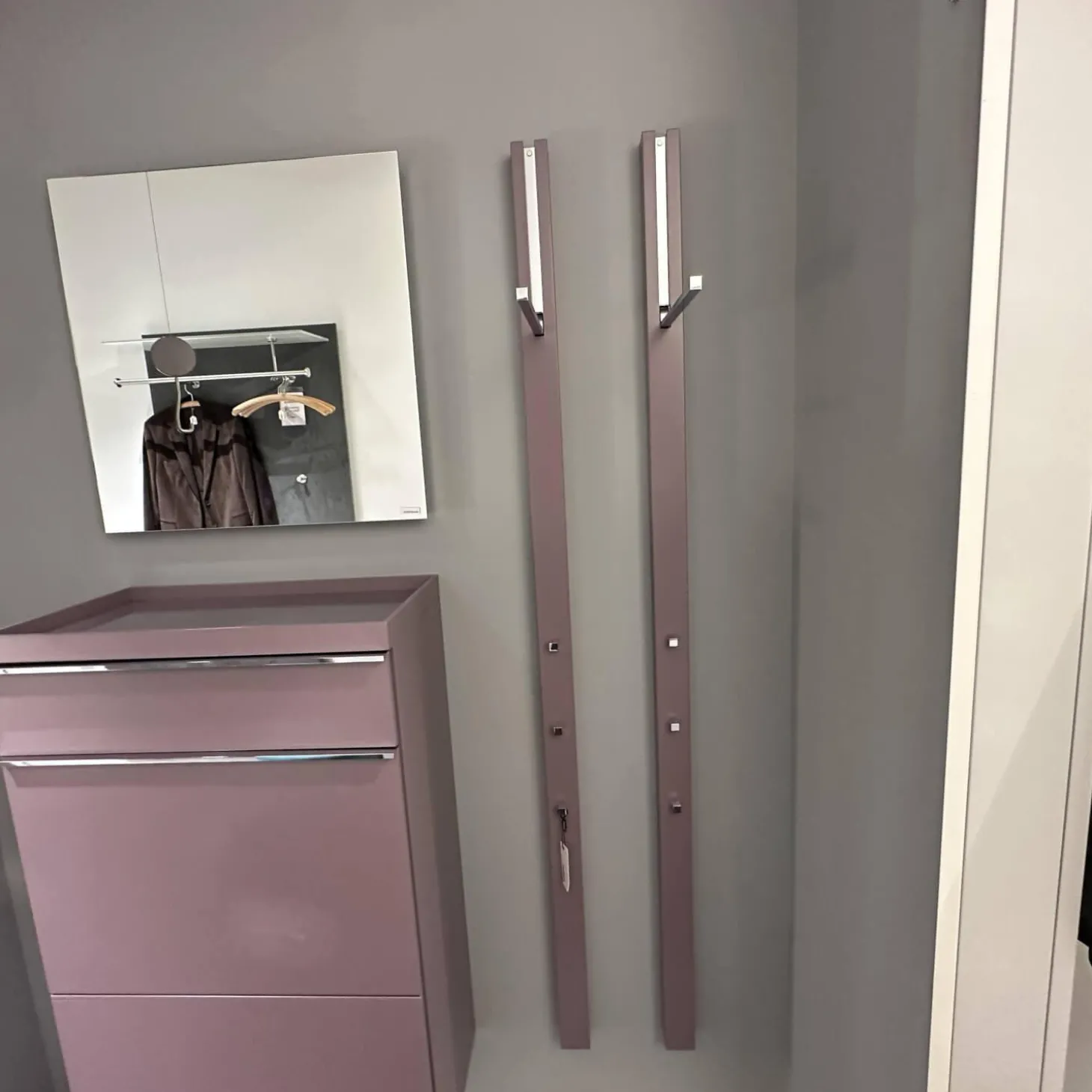 2-er Set Garderobe Line VSC1730.52.90 Chrom Lack 52 Mauve Mit Ausklappbarer Stange