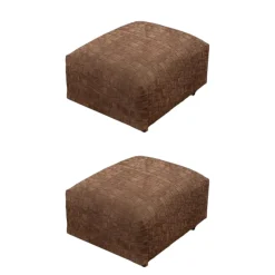 2er Set Hocker Bangkok Leder Wildleder Dunkelbraun Gestell Satiniert