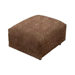 2er Set Hocker Bangkok Leder Wildleder Dunkelbraun Gestell Satiniert