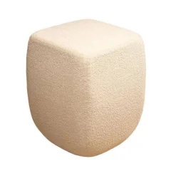 2er Set Hocker Betty Pouf Stoff Bouclé Ecrú Beige