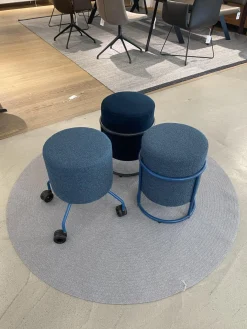 3er Set Hocker Drop Stoff 8214 Petrol Blau Und 8170 Ozean Dunkelblau Fuß Rollen Und Filzgleiter