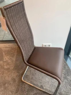 2er Set Kragstuhl B25i Leder Braun Gestell Verchromt