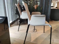 2er Set Leder-Stuhl Liz Mit Armlehne Leder Napoli 1881 Steingrau