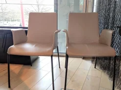 2er Set Leder-Stuhl Liz Mit Armlehne Leder Napoli 1881 Steingrau