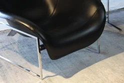 2-er Set Loungesessel Mart Leder Schwarz Matt und Beistelltisch Simplice