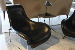 2-er Set Loungesessel Mart Leder Schwarz Matt und Beistelltisch Simplice