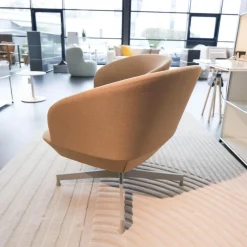 2er Set Loungestühle Oslo Stoff Geformter PU Schaum Mit Stahl Und Holzrahmen Beige Gestell Stahl