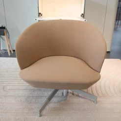 2er Set Loungestühle Oslo Stoff Geformter PU Schaum Mit Stahl Und Holzrahmen Beige Gestell Stahl