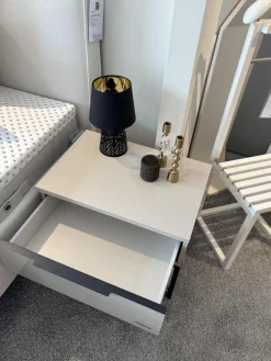 2er Set Nachtkonsole MR Covelo Sandglas Sand 91 Weiß Korpus Holz Weiß Griffleisten Graphit 41 Schwarz