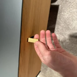 2er Set Nachtkästchen Front Eiche Geölt Farbglas Stahl Grau Matt Mit Klappgriff Holz